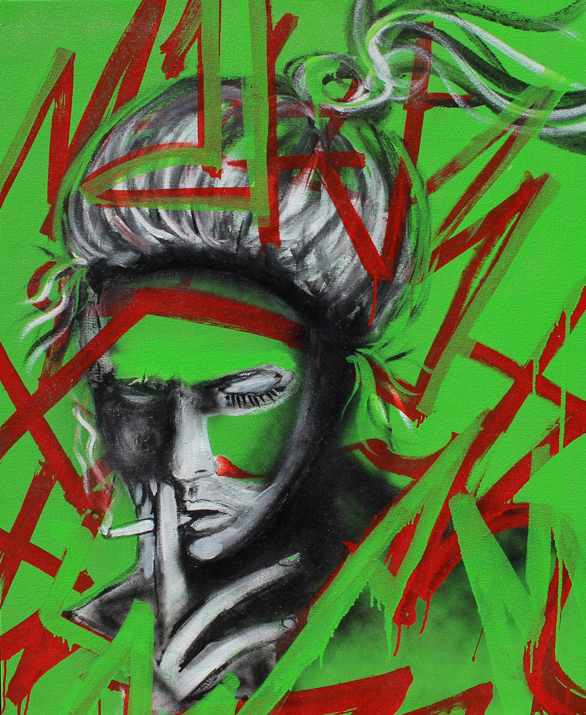 Cigarret Girl,2015 ( Street Caligraphy) Paint 34,5 x 41,5 inches